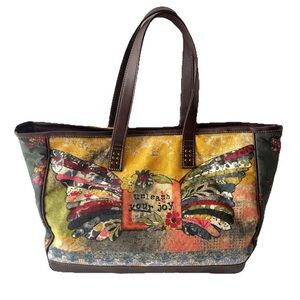 Kelly Rae Robert’s Unleash Your Joy Tote Bag Colorful Butterfly Boho Cottage